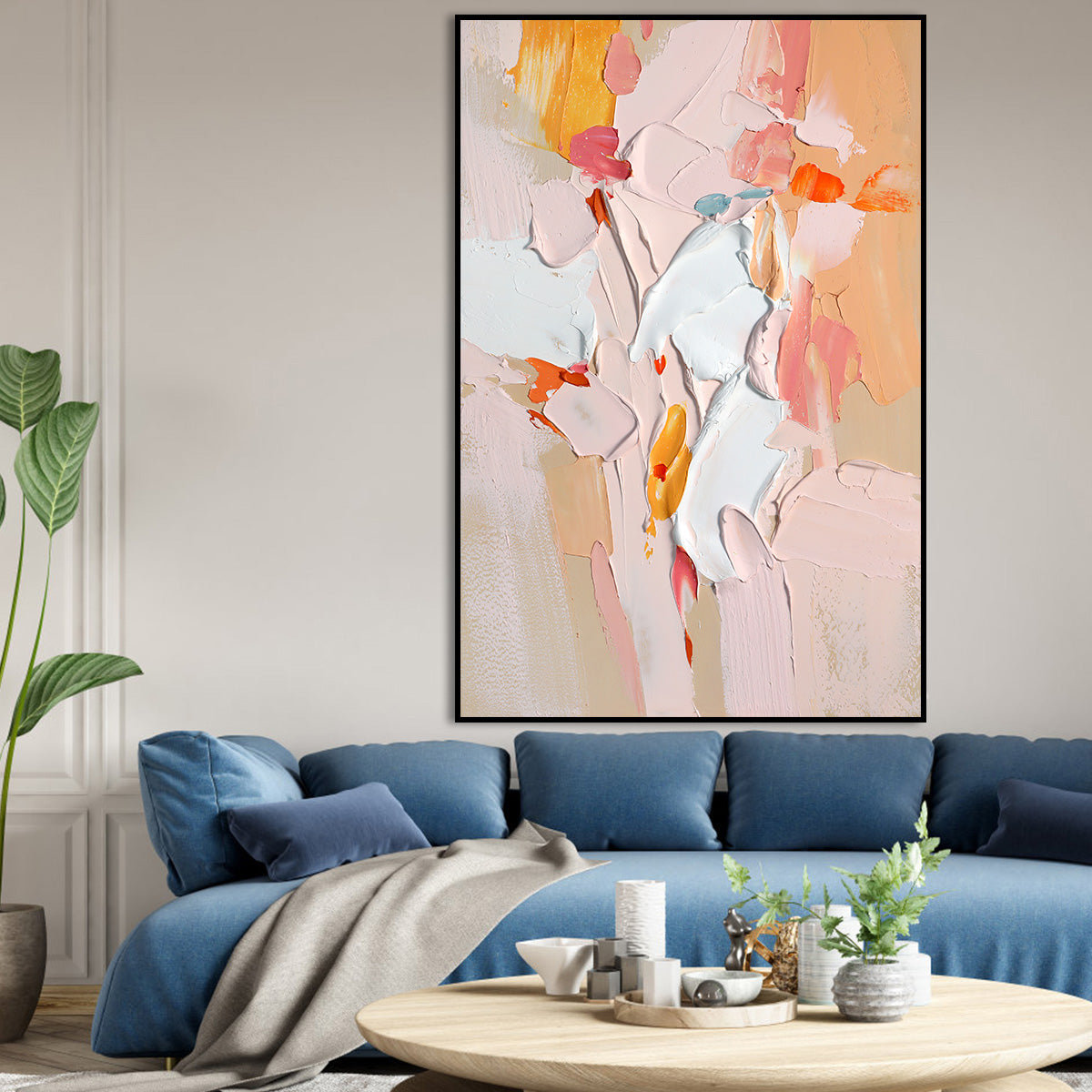 Abstract Floral Sunrise Painting - Colorful Wall Art for Modern Decor