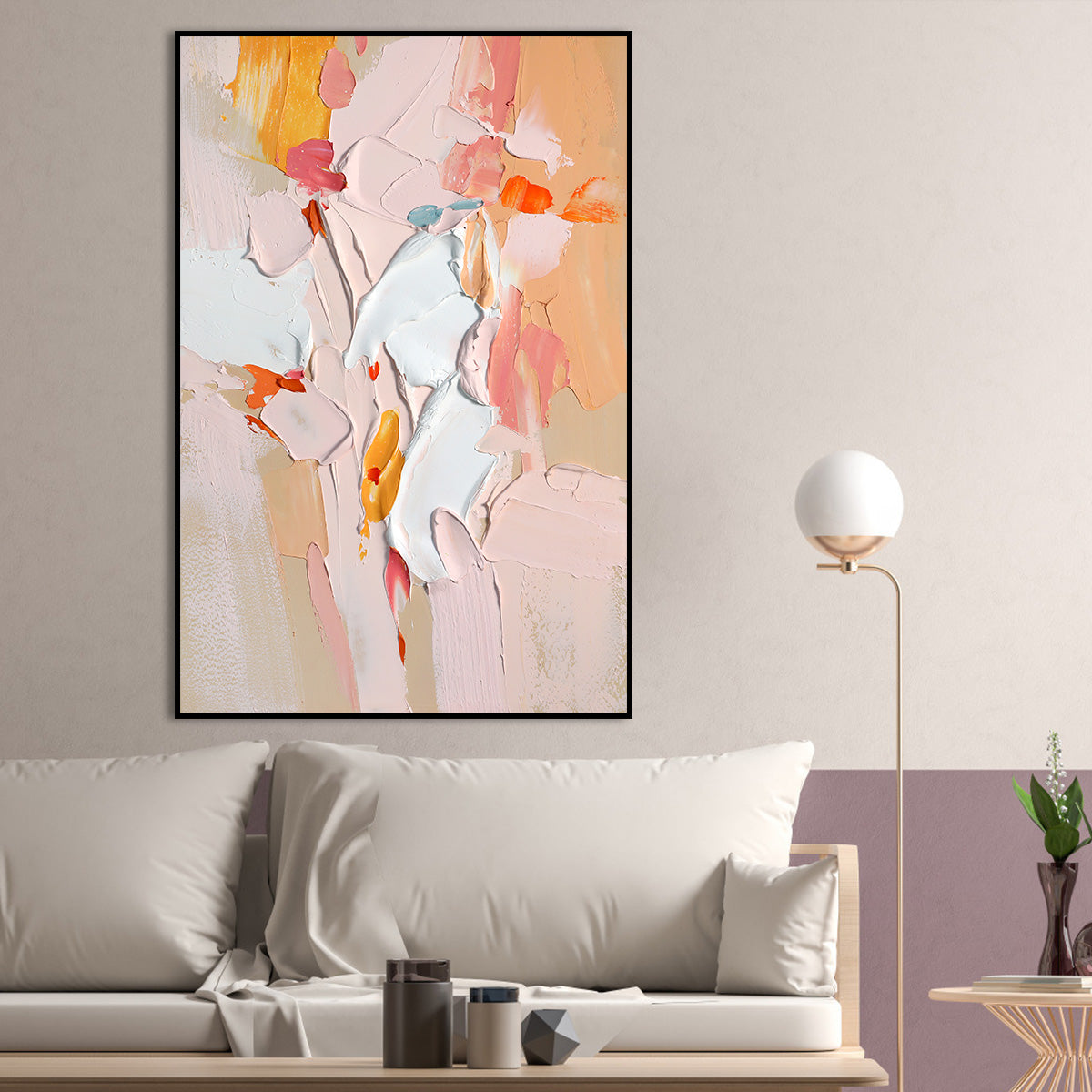 Abstract Floral Sunrise Painting - Colorful Wall Art for Modern Decor