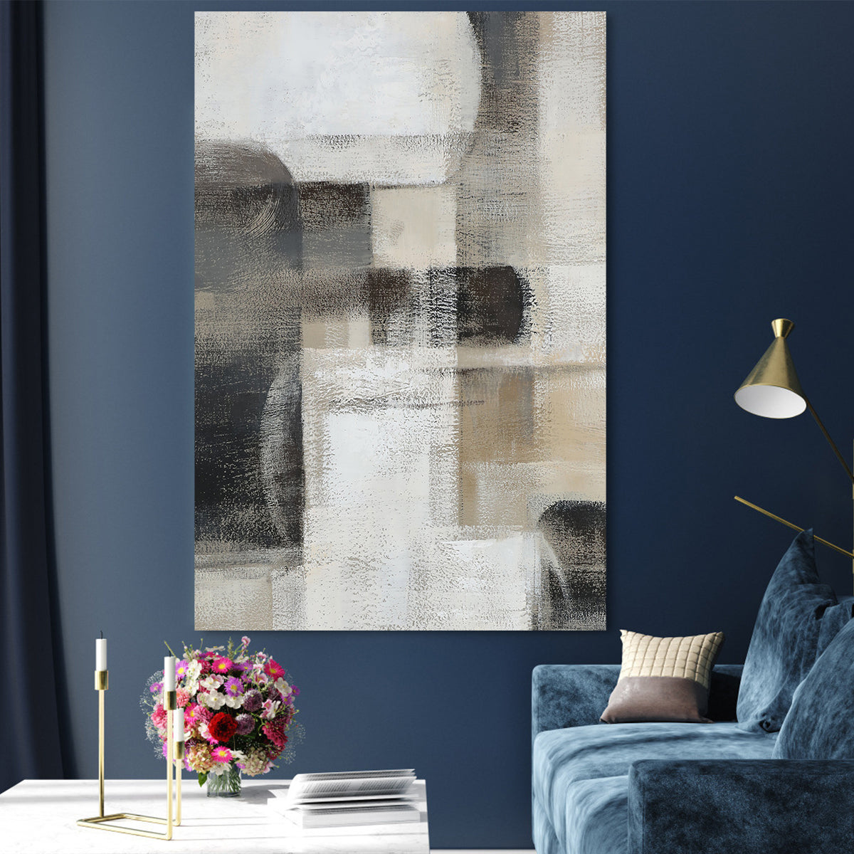 Contemporary Urban Abstract Oil Painting for Elegant Home Decor