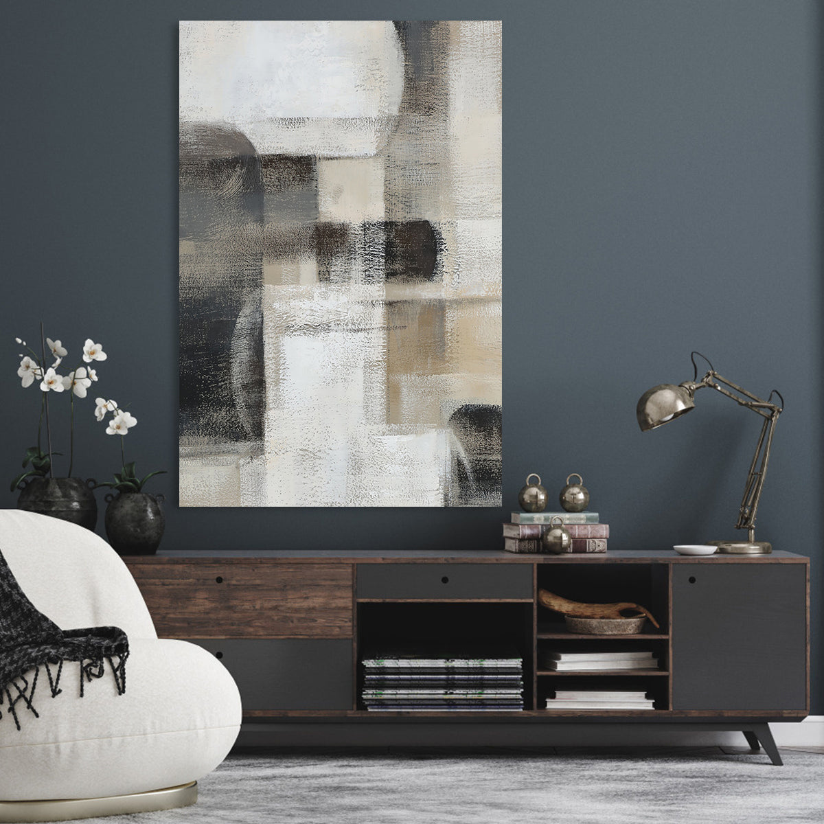 Contemporary Urban Abstract Oil Painting for Elegant Home Decor