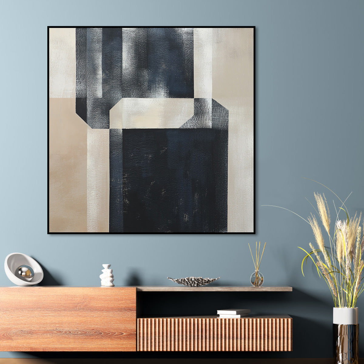 Modern Abstract Geometric Oil Painting for Contemporary Home Decor