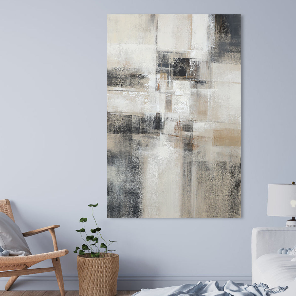 Modern Abstract Oil Painting for Tranquil Home Decor and Minimalist Aesthetics