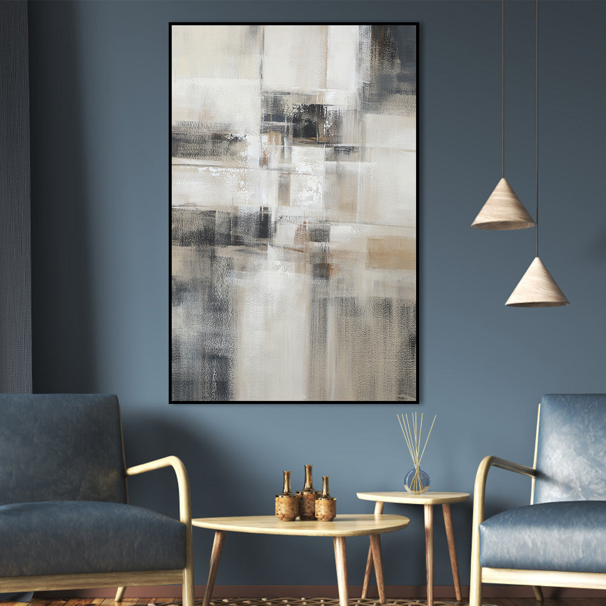 Modern Abstract Oil Painting for Tranquil Home Decor and Minimalist Aesthetics