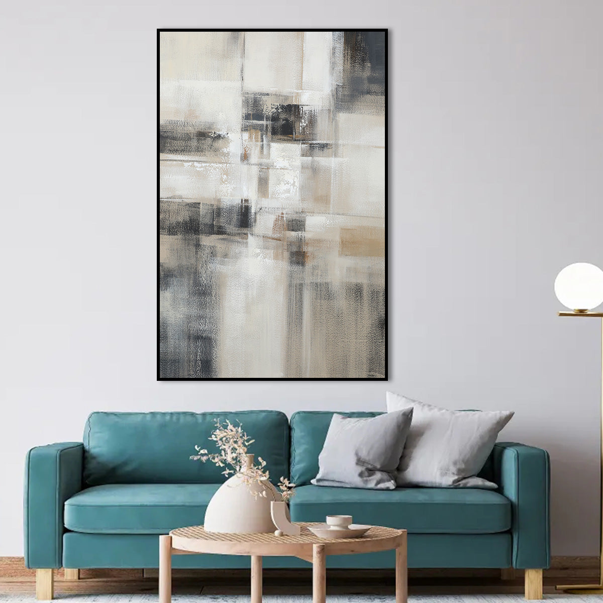 Modern Abstract Oil Painting for Tranquil Home Decor and Minimalist Aesthetics