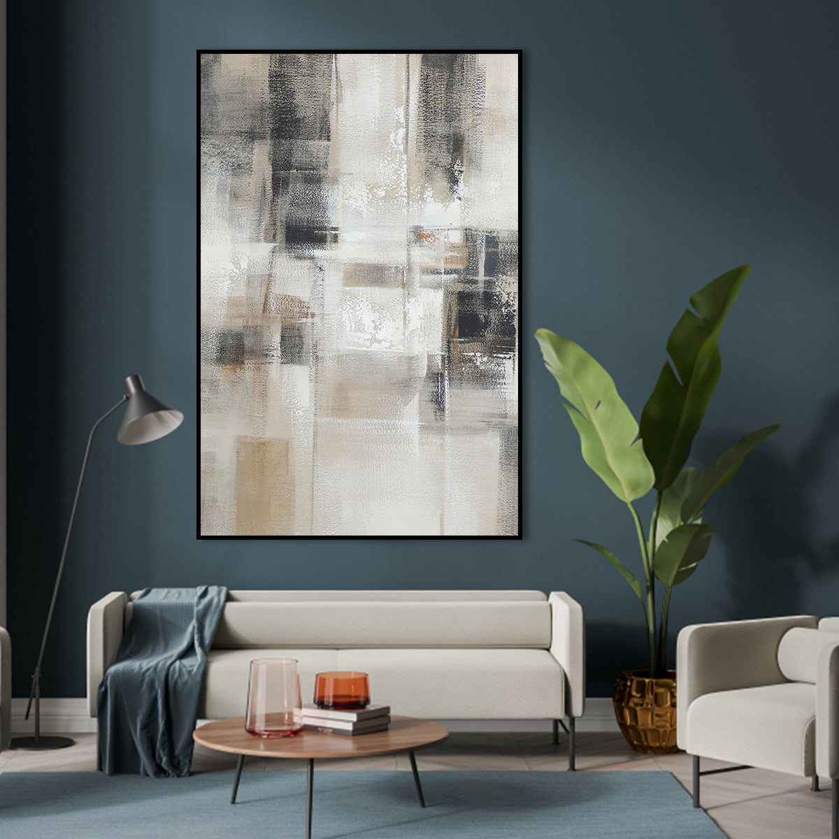 Calm Contemporary Abstract Oil Painting for Modern Home Decor