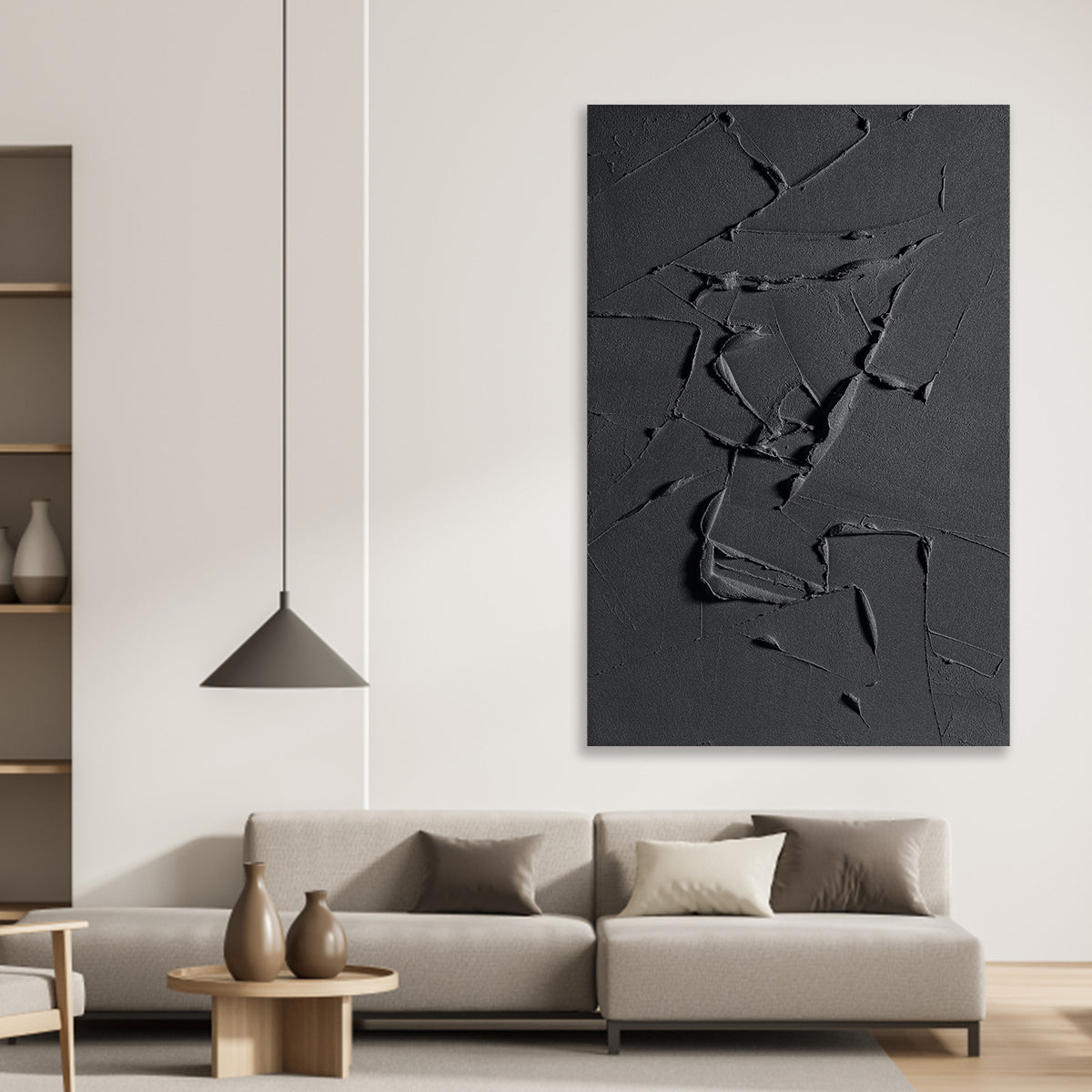 Contemporary Dark Abstract Oil Painting for Modern Home Décor