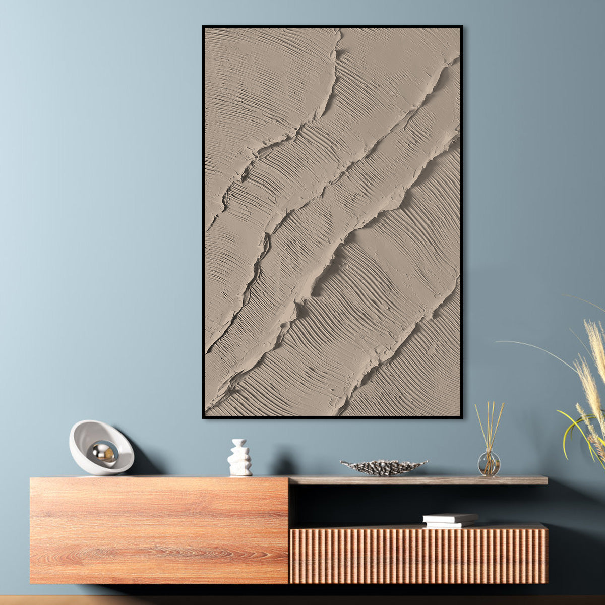Abstract Beige Ripple Textured Canvas Art for Modern Home Decor