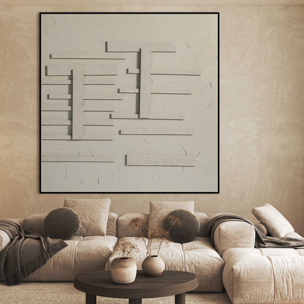 Contemporary Abstract Oil Painting: Tranquil Architectural Harmony