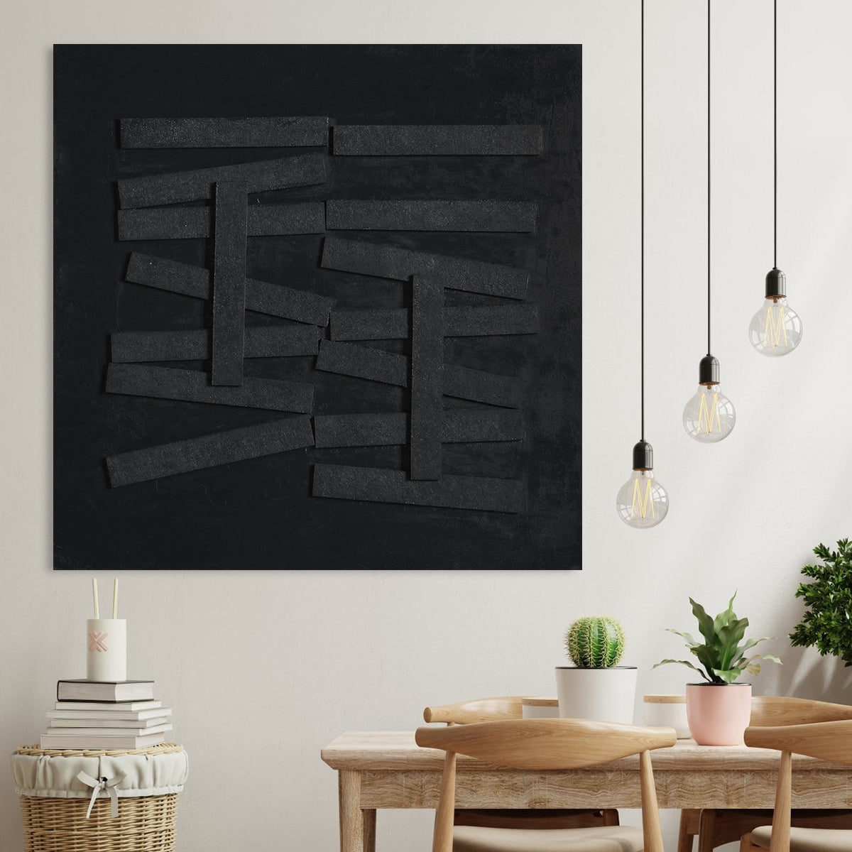 Modern Black Abstract Art - Bold Geometric Textures for Contemporary Décor