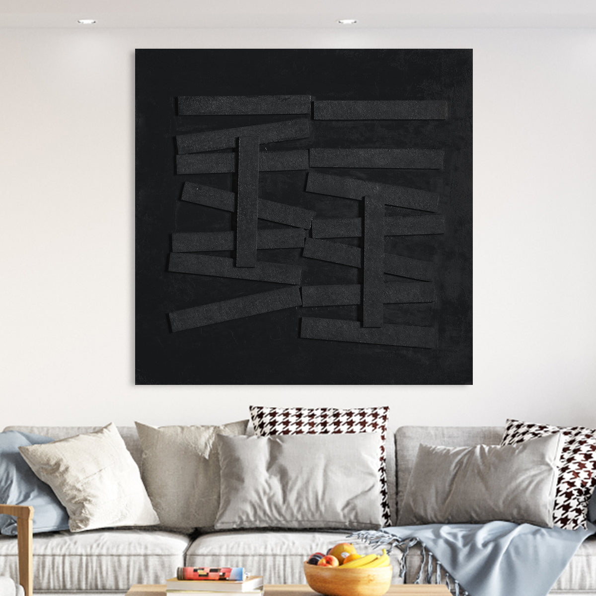 Modern Black Abstract Art - Bold Geometric Textures for Contemporary Décor
