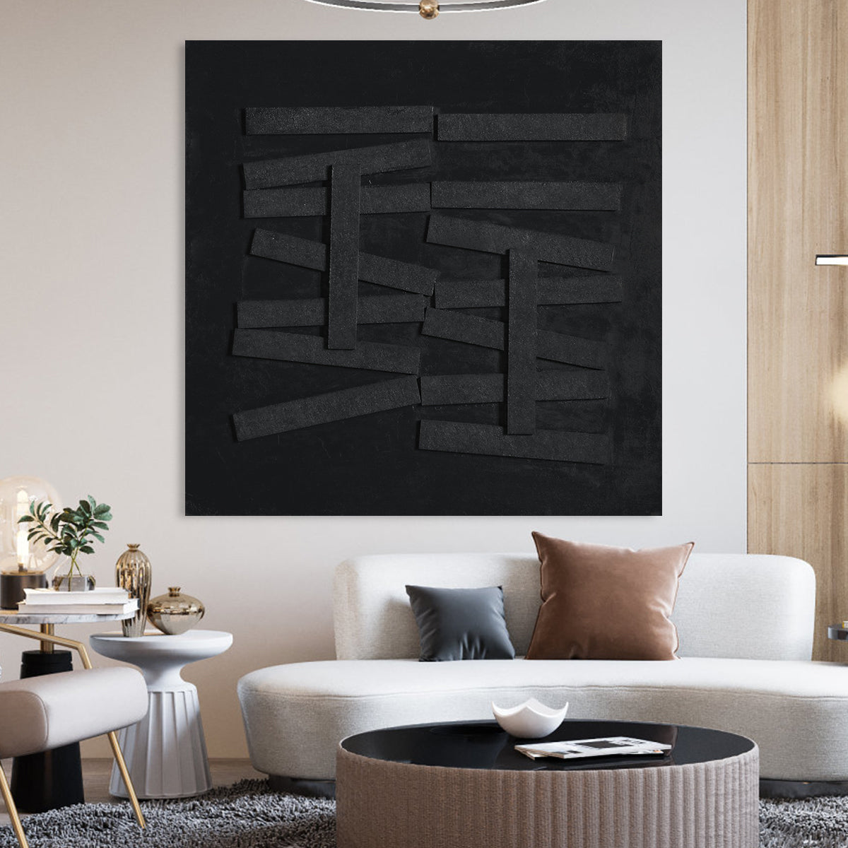 Modern Black Abstract Art - Bold Geometric Textures for Contemporary Décor