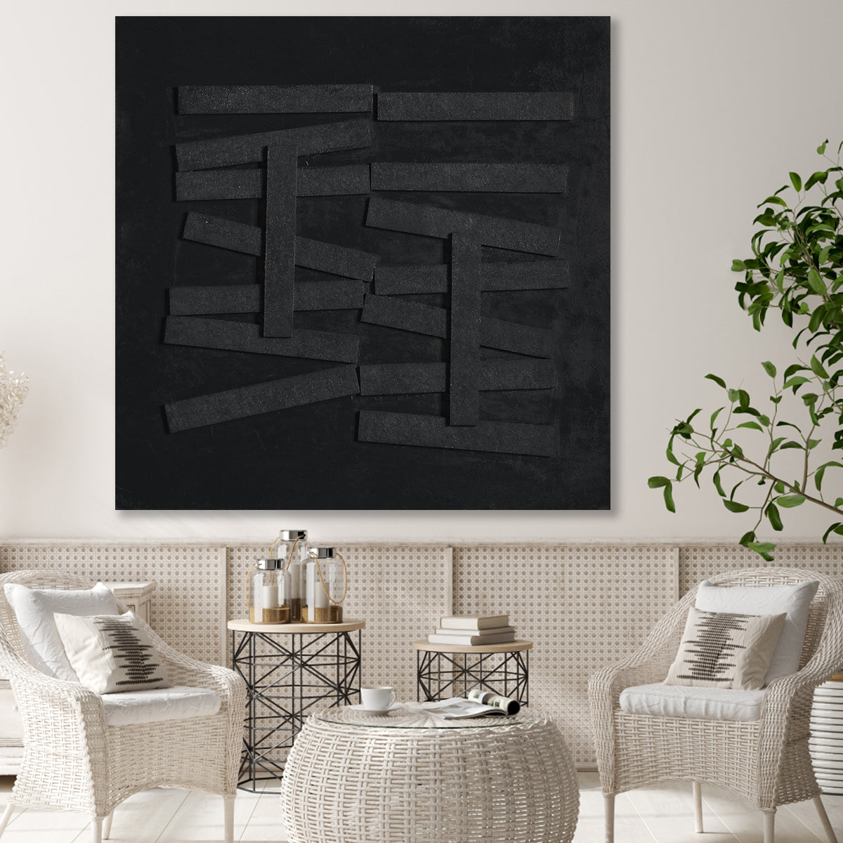 Modern Black Abstract Art - Bold Geometric Textures for Contemporary Décor
