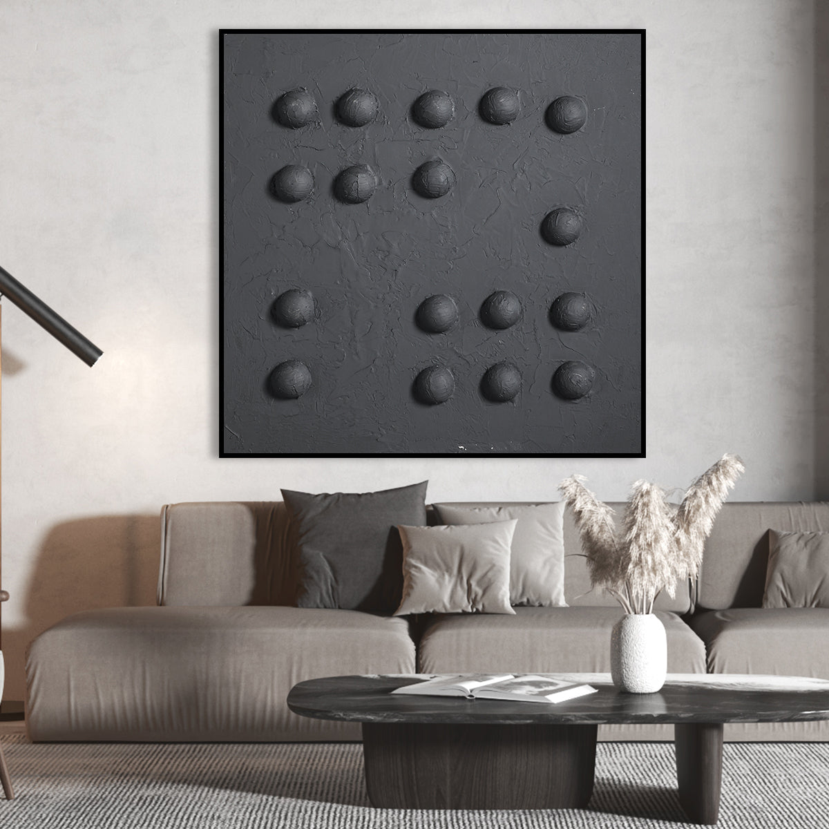 Contemporary Monochrome Abstract Oil Painting for Modern Home Decor
