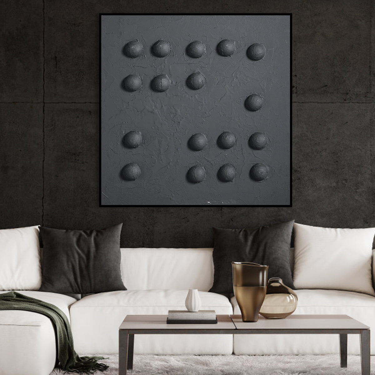 Contemporary Monochrome Abstract Oil Painting for Modern Home Decor