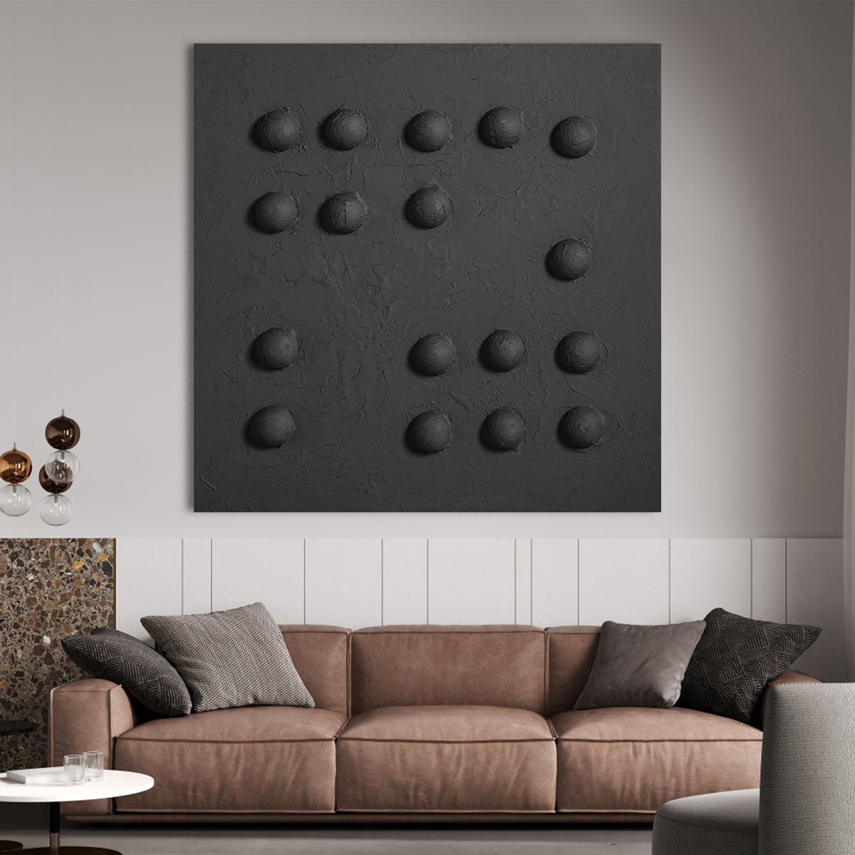 Contemporary Monochrome Abstract Oil Painting for Modern Home Decor