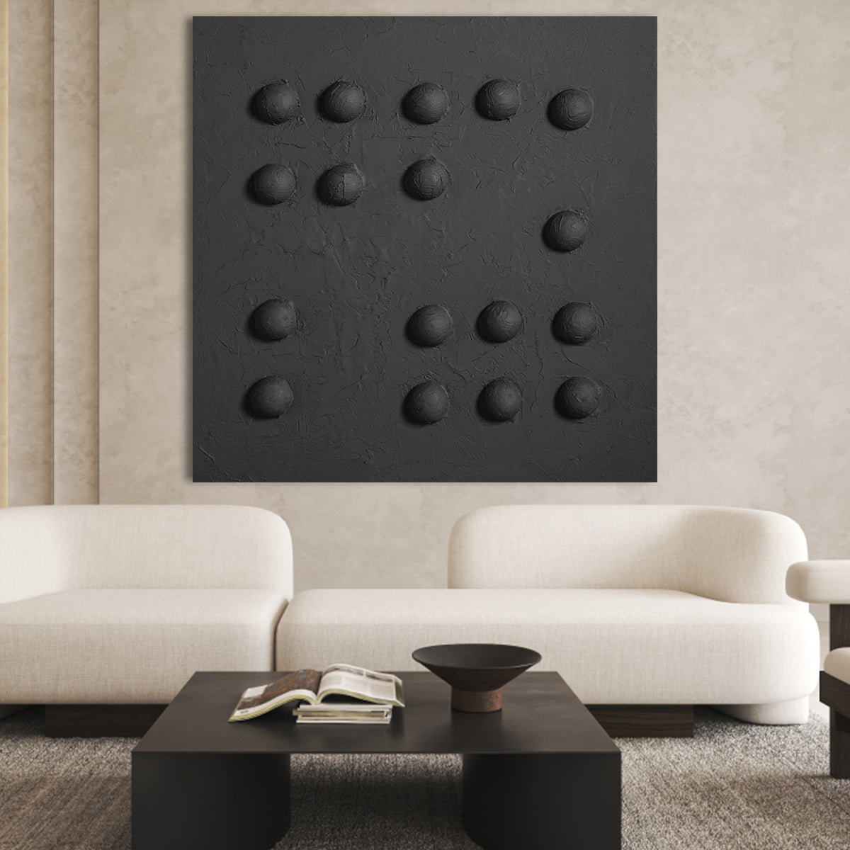 Contemporary Monochrome Abstract Oil Painting for Modern Home Decor