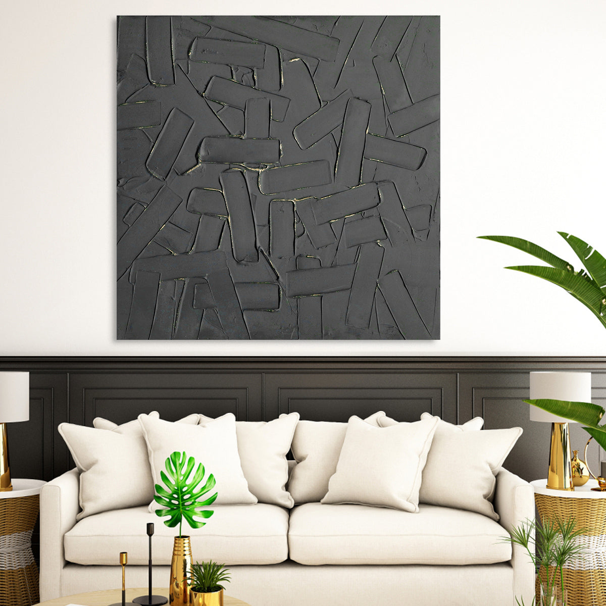 Contemporary Urban Abstract Oil Painting with Rich Texture and Depth