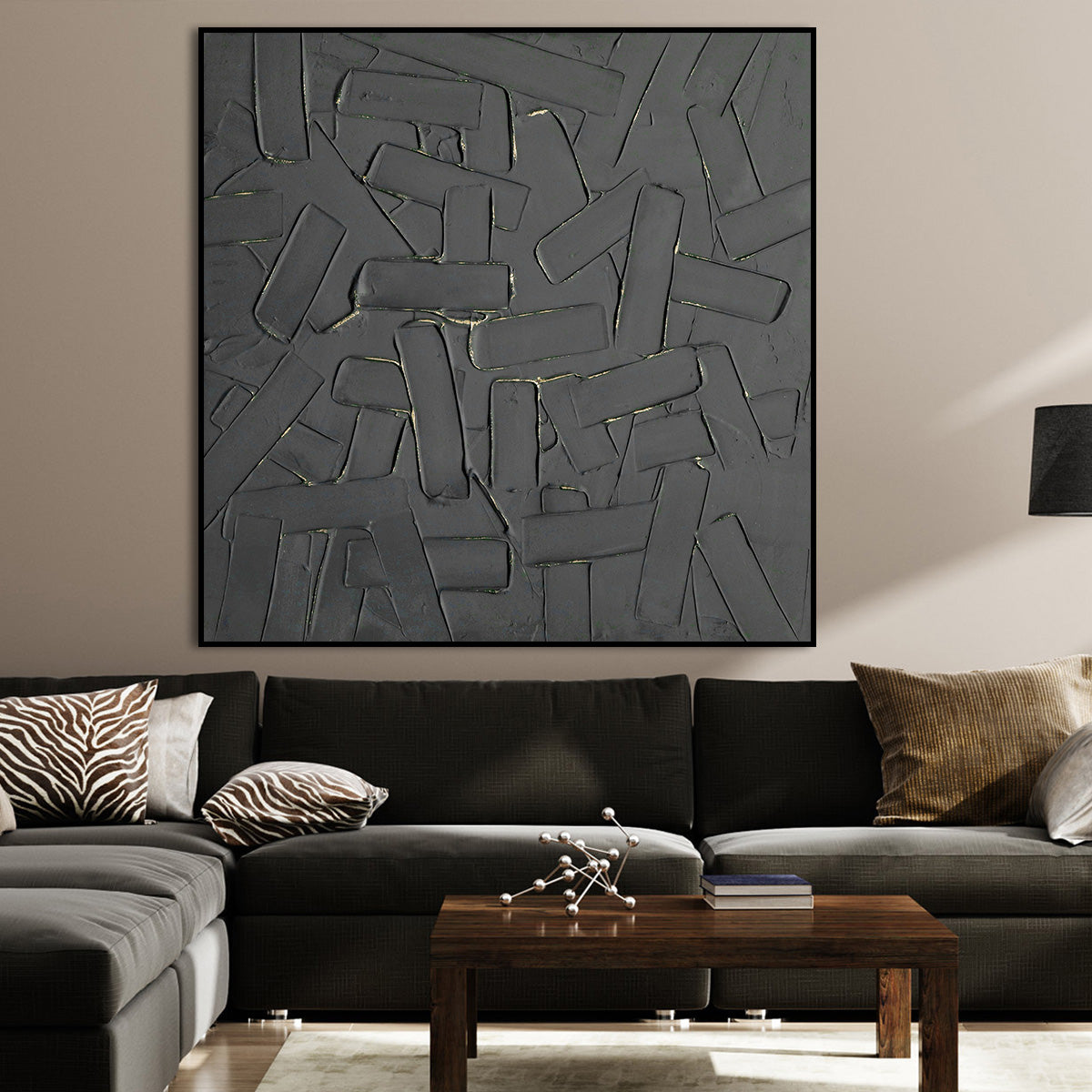 Contemporary Urban Abstract Oil Painting with Rich Texture and Depth