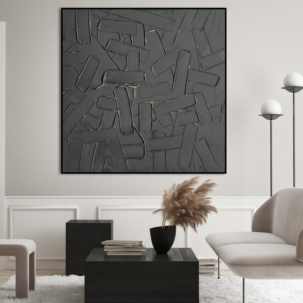 Contemporary Urban Abstract Oil Painting with Rich Texture and Depth