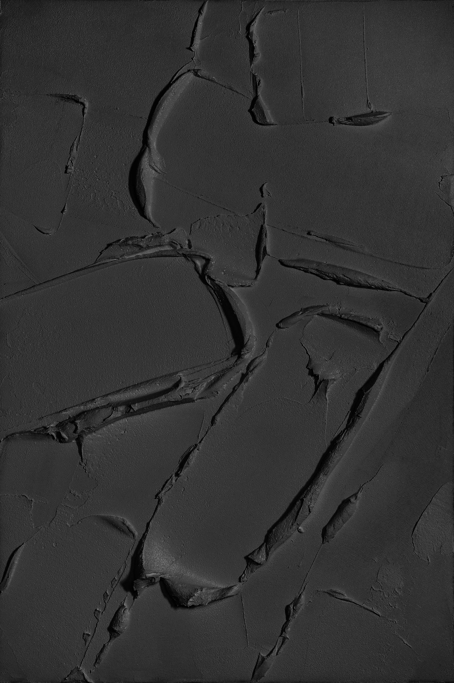 Elegant Black Texture: Modern Minimalist Oil Painting for Contemporary Decor