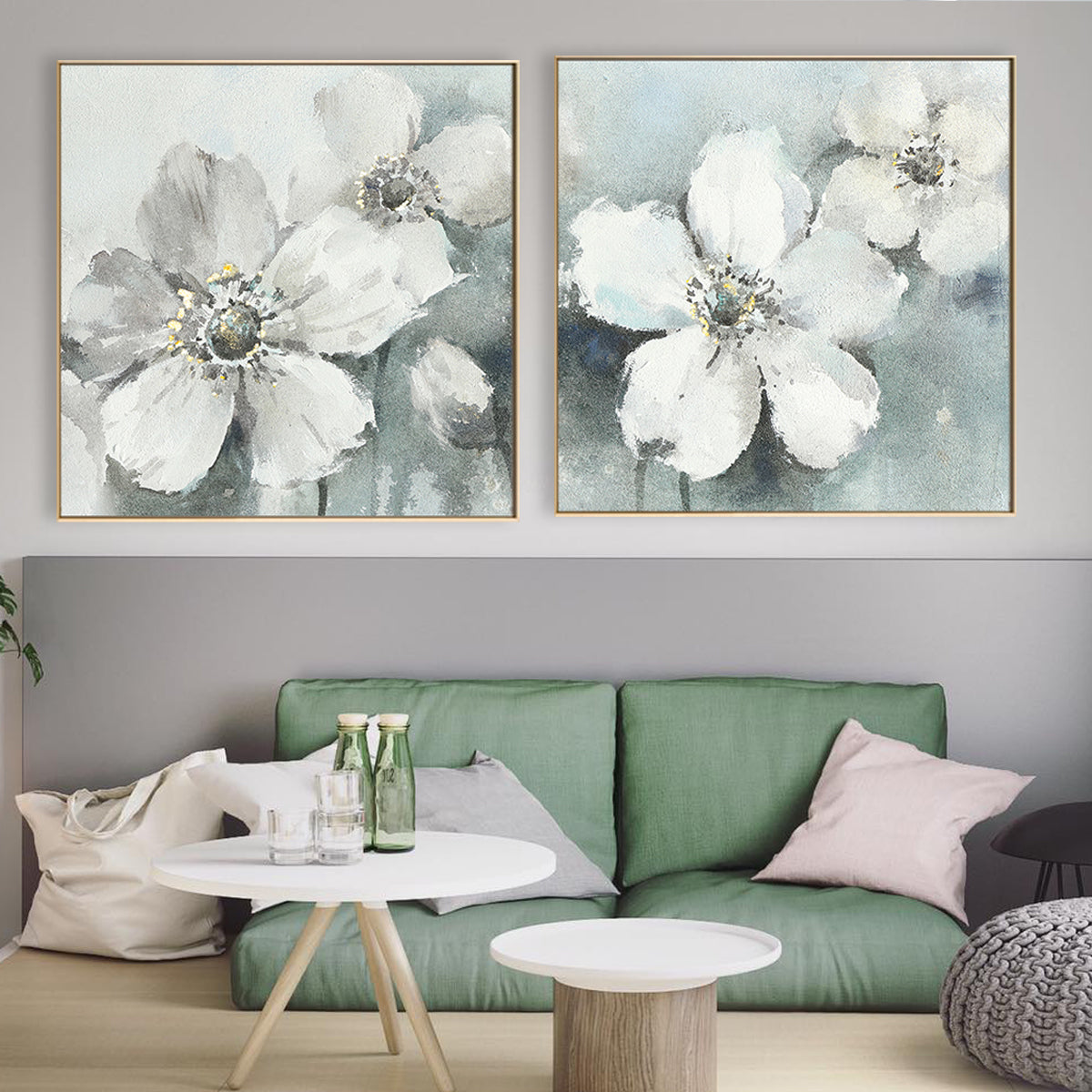 Serene Floral Elegance - Beautiful Oil Painting of White Blooms