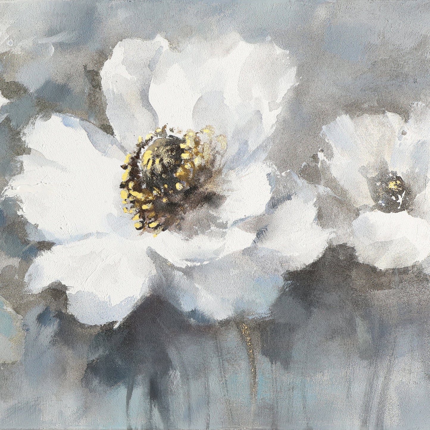 Elegant White Floral Oil Painting for Home Decor and Art Enthusiasts