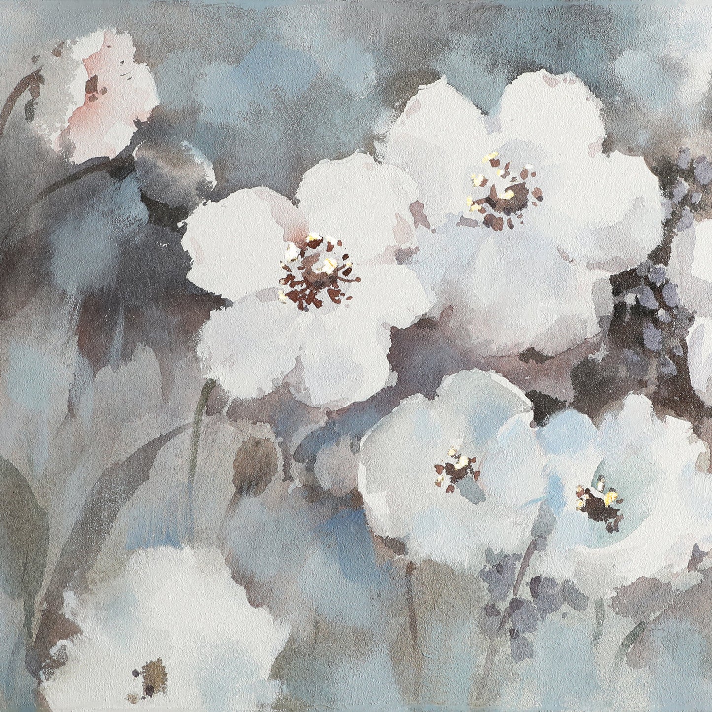Elegant White Floral Oil Painting for Home Decor and Modern Aesthetics