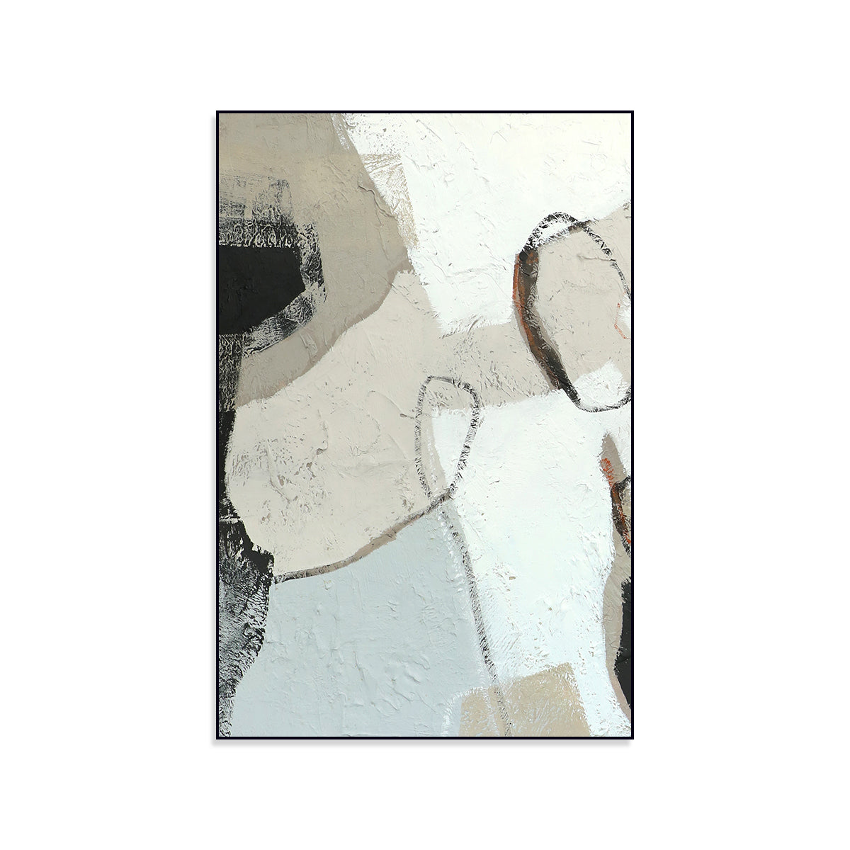Textured Abstract Minimalist Oil Painting for Modern Home Decor