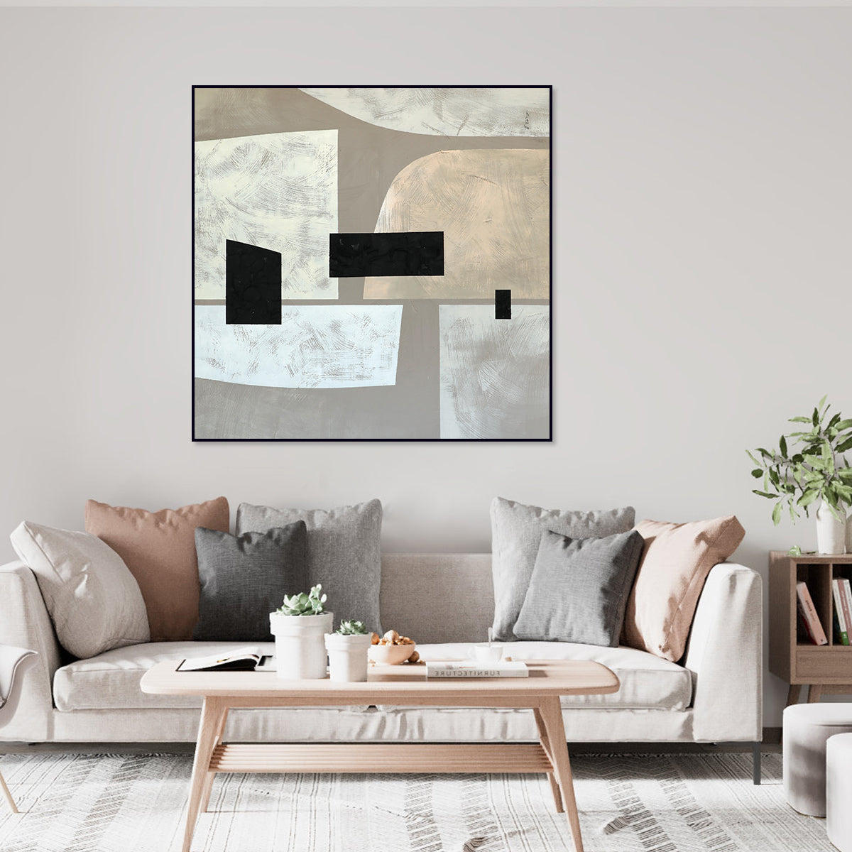 Contemporary Geometric Abstract Oil Painting for Modern Home Decor