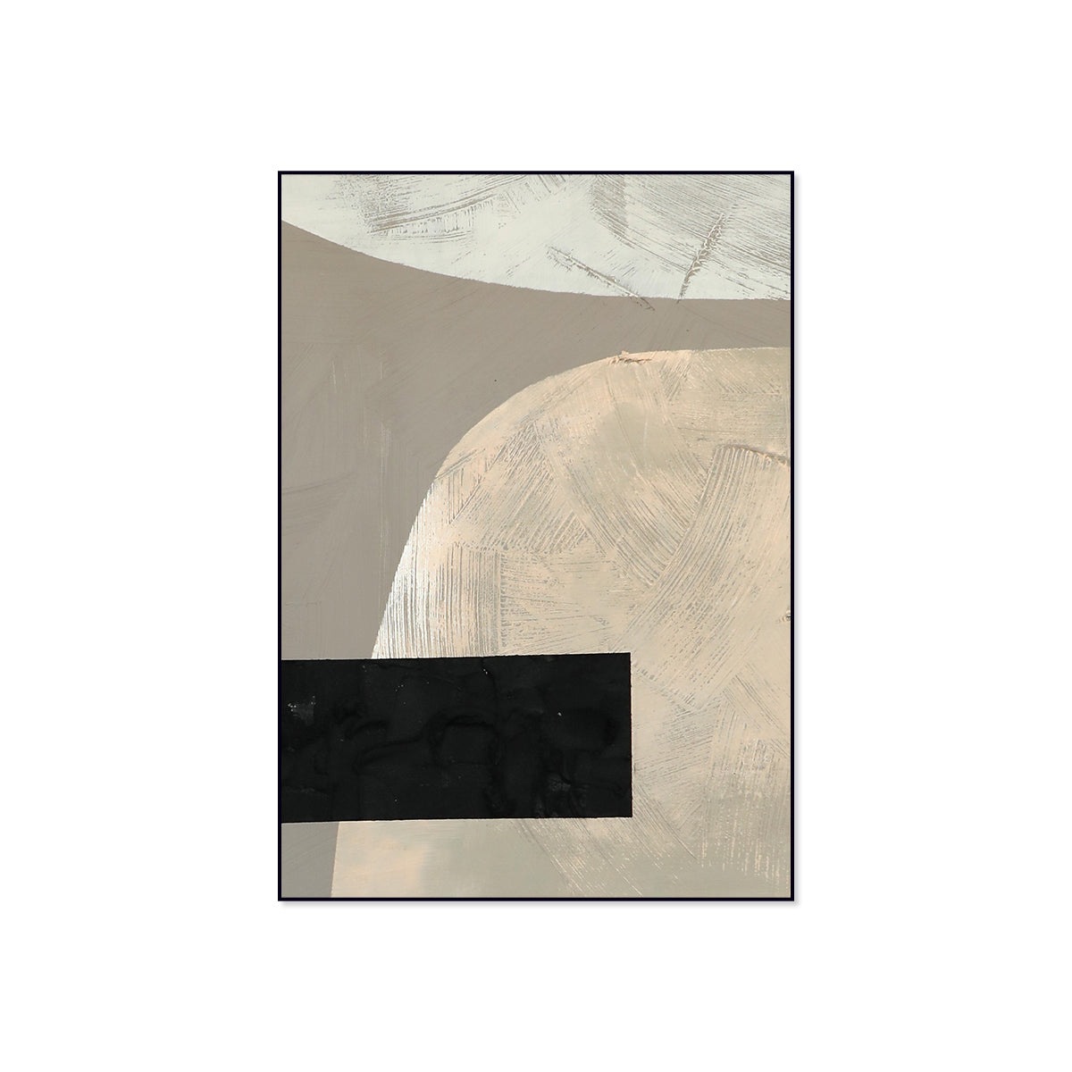 Contemporary Abstract Oil Painting with Geometric Texture and Soft Tones
