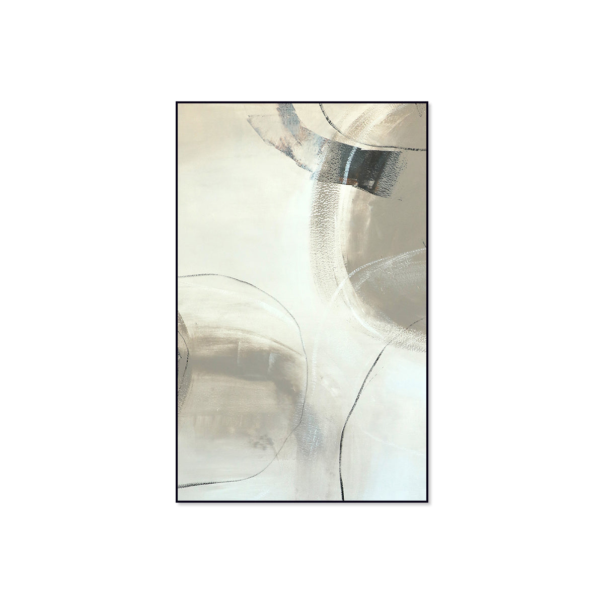Modern Abstract Oil Painting for Elegant Home Decor - Celestial Geometric Design