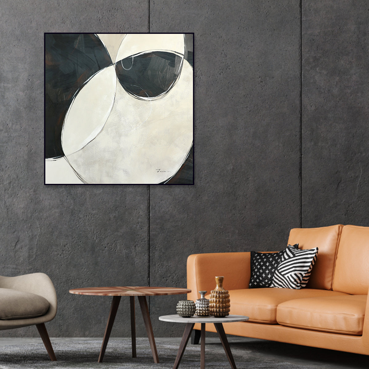 Abstract Geometric Oil Painting: Modern Harmony and Elegance for Any Space