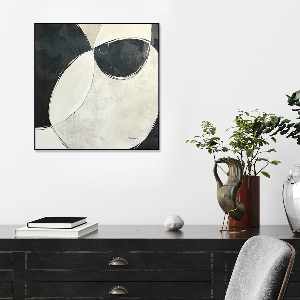 Abstract Geometric Oil Painting: Modern Harmony and Elegance for Any Space