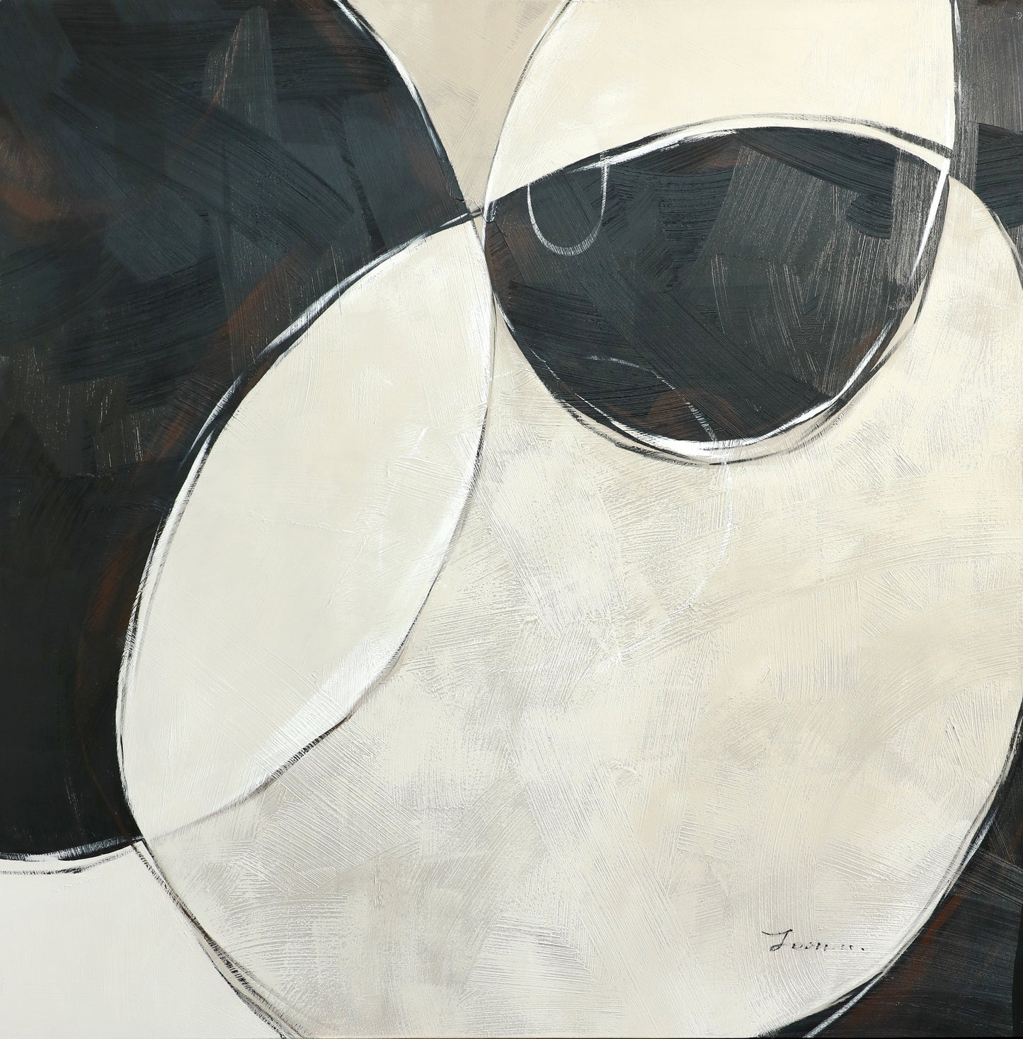 Abstract Geometric Oil Painting: Modern Harmony and Elegance for Any Space