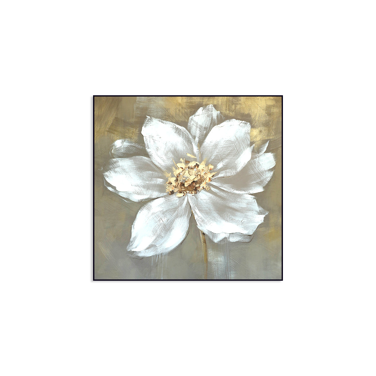 Elegant White Floral Oil Painting for Home Décor and Art Lovers