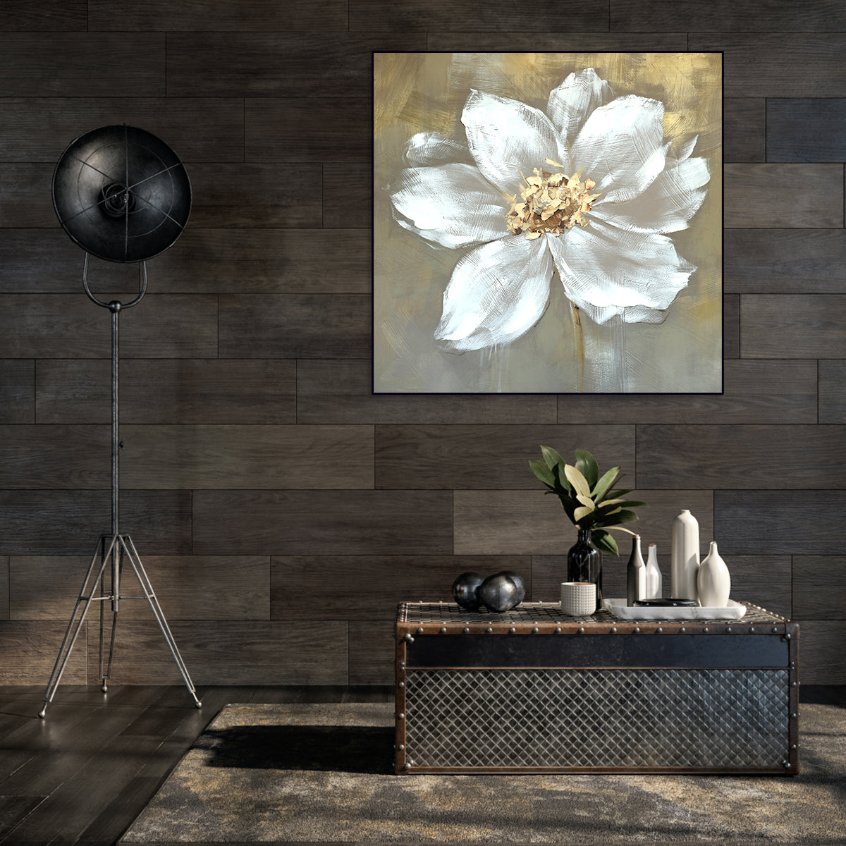 Elegant White Floral Oil Painting for Home Décor and Art Lovers