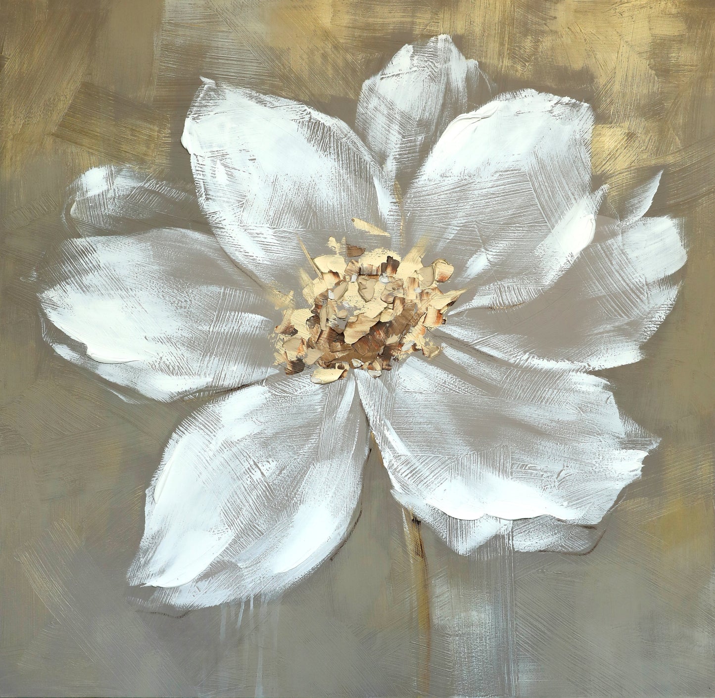 Elegant White Floral Oil Painting for Home Décor and Art Lovers