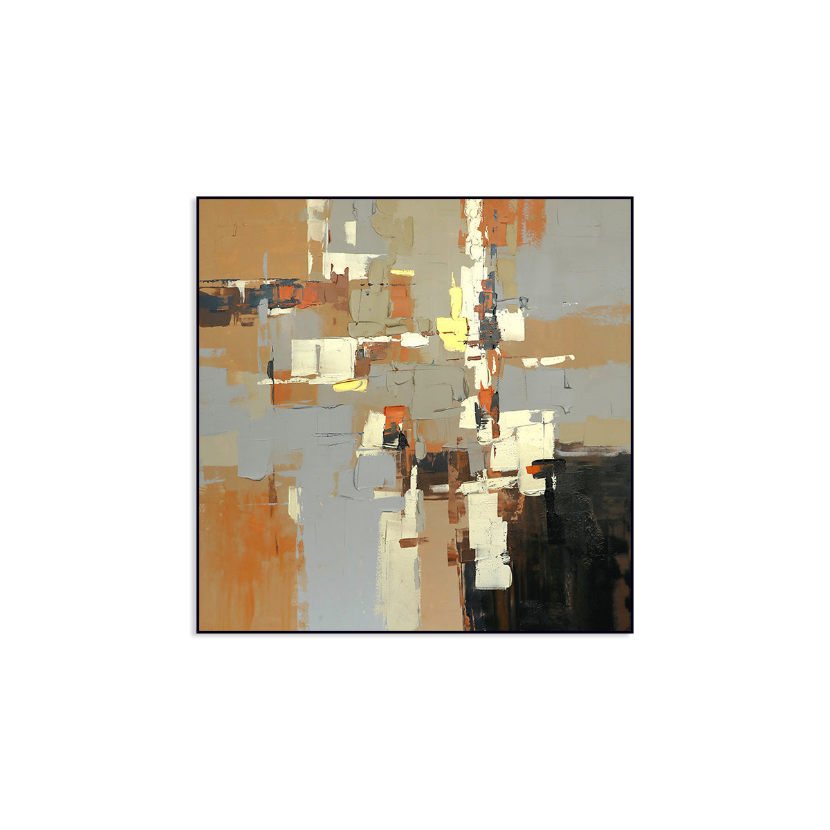 Contemporary Abstract Oil Painting in Warm Tones for Modern Home Decor