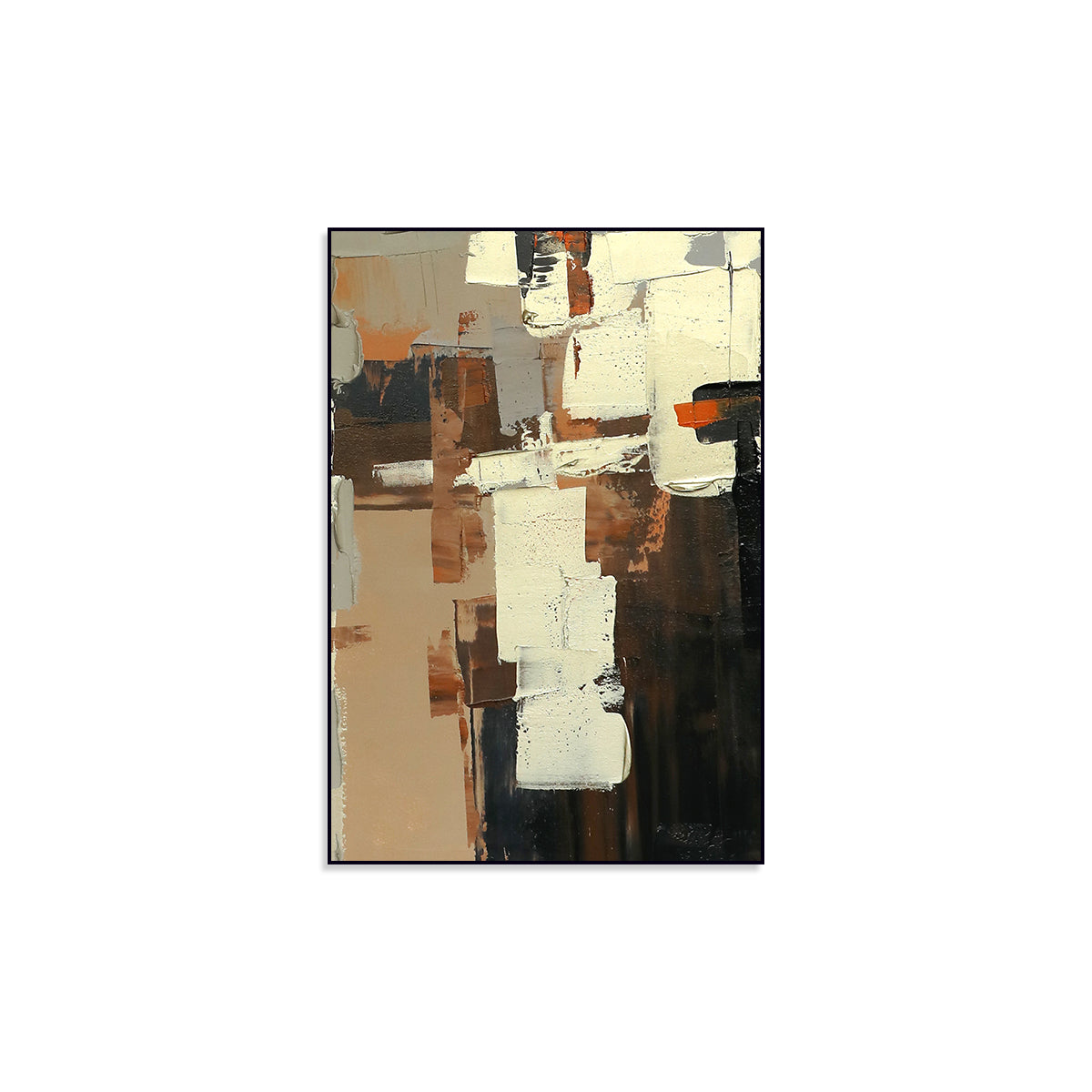 Modern Abstract Oil Painting: Urban Inspiration with Geometric Elements