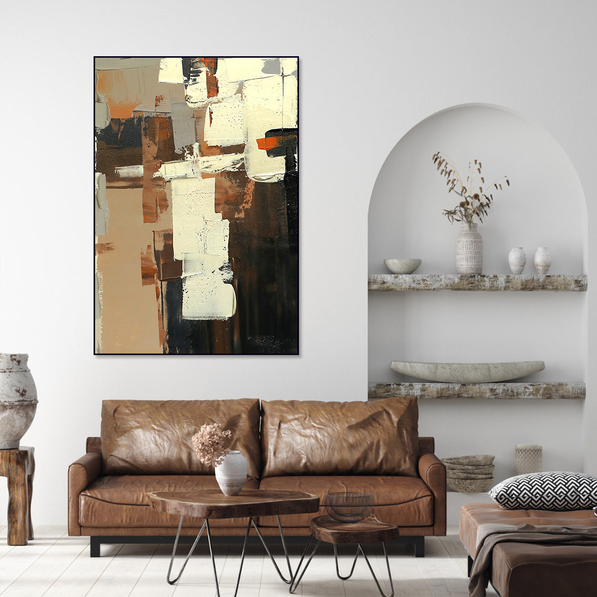 Modern Abstract Oil Painting: Urban Inspiration with Geometric Elements