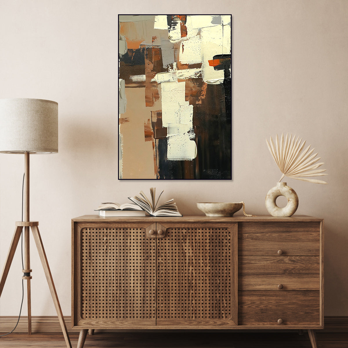 Modern Abstract Oil Painting: Urban Inspiration with Geometric Elements