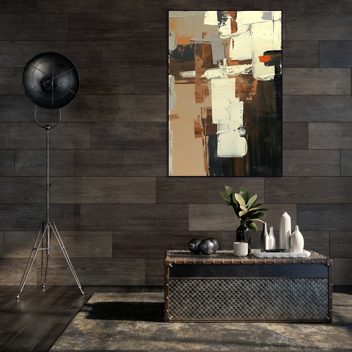Modern Abstract Oil Painting: Urban Inspiration with Geometric Elements