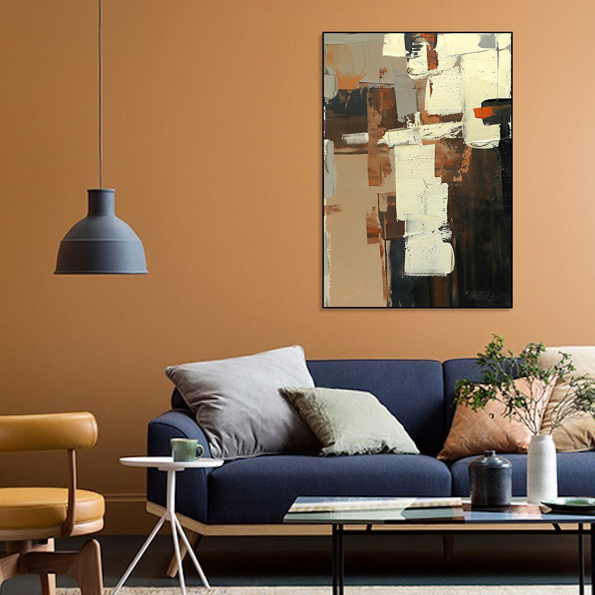 Modern Abstract Oil Painting: Urban Inspiration with Geometric Elements