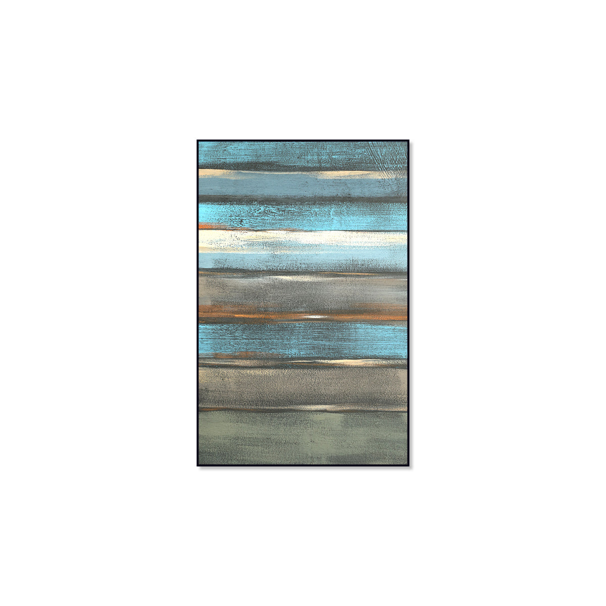 Coastal Blue Abstract Oil Painting for Modern Home Decor