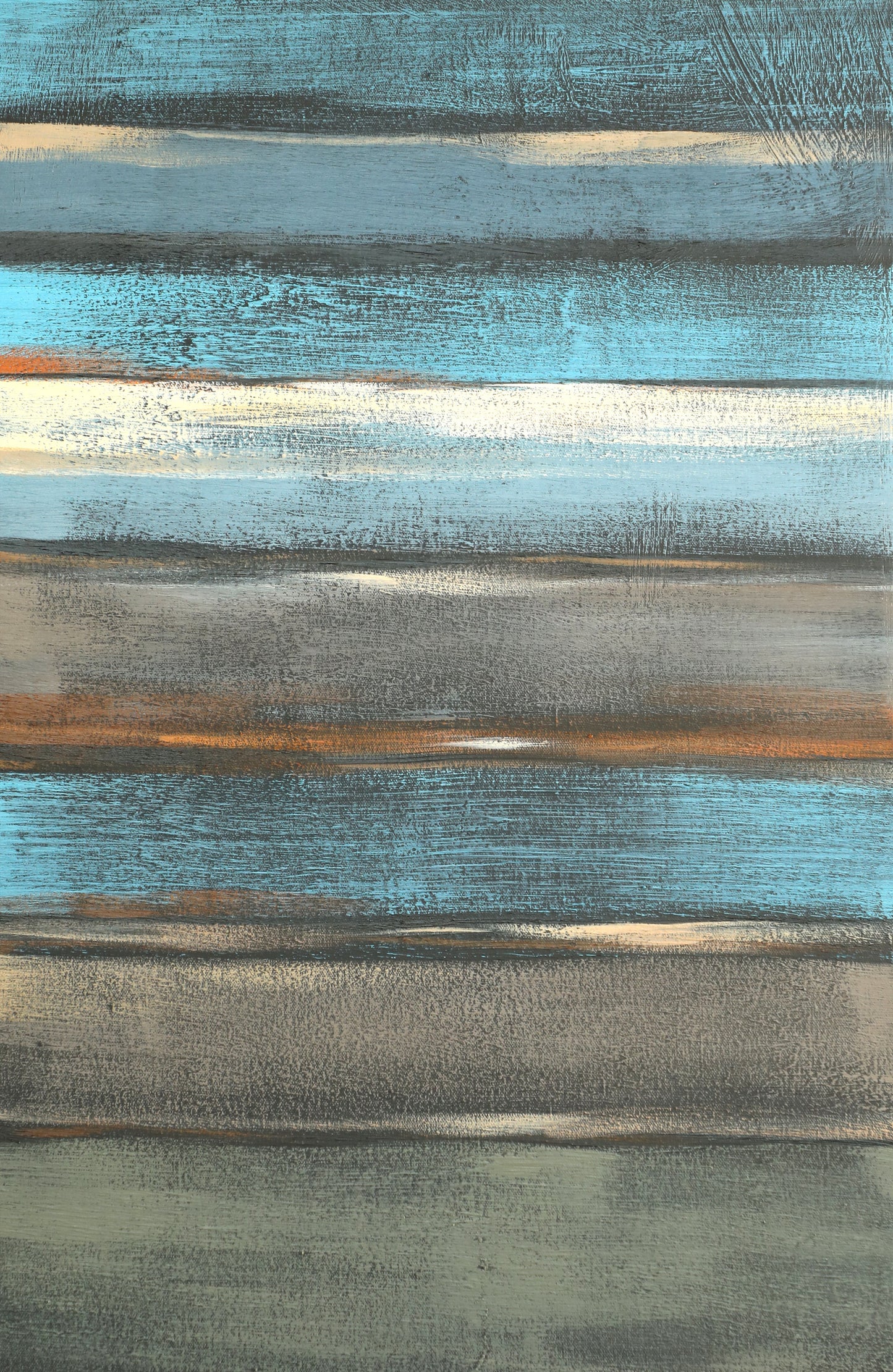 Coastal Blue Abstract Oil Painting for Modern Home Decor