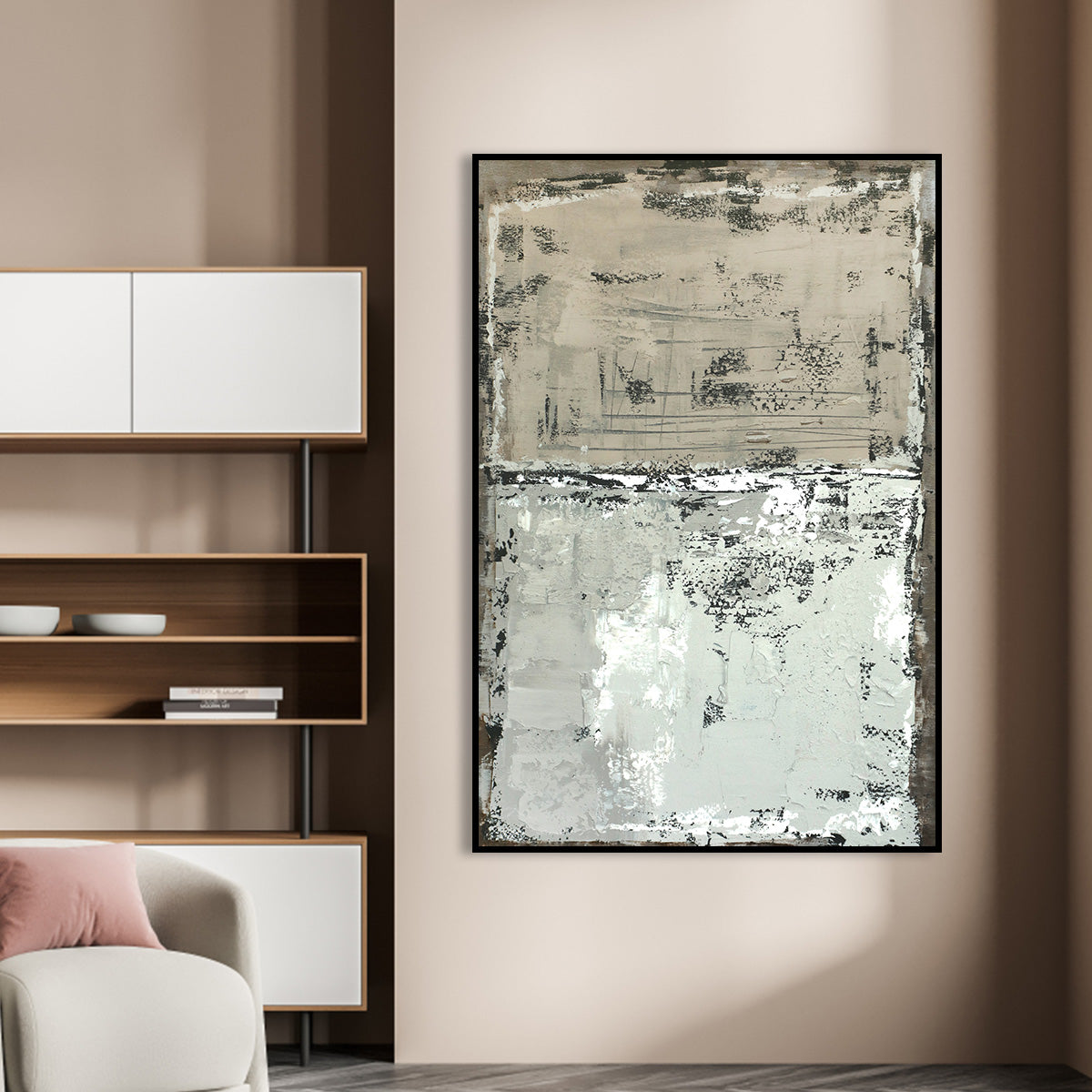 Contemporary Textured Abstract Oil Painting for Modern Home Decor