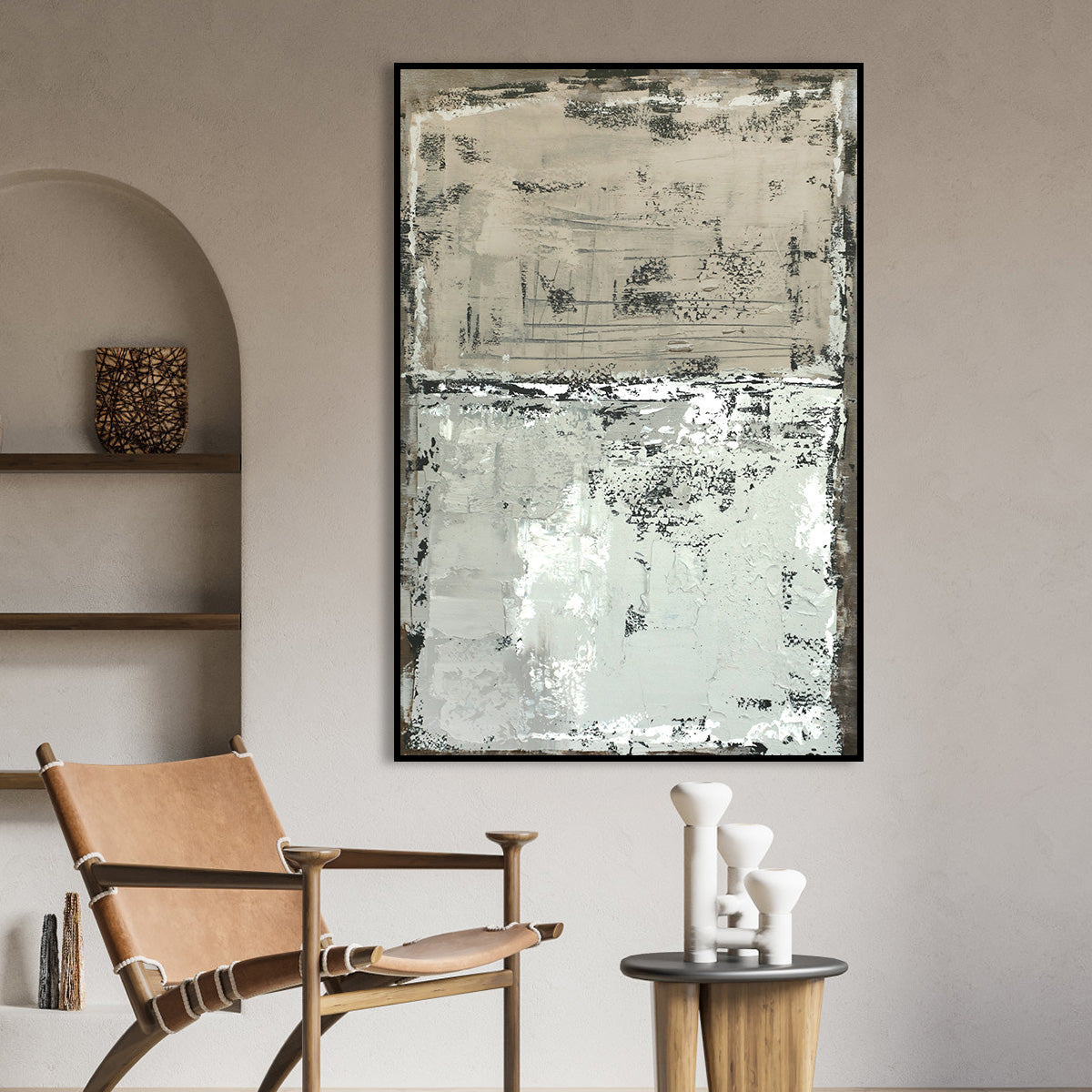 Contemporary Textured Abstract Oil Painting for Modern Home Decor