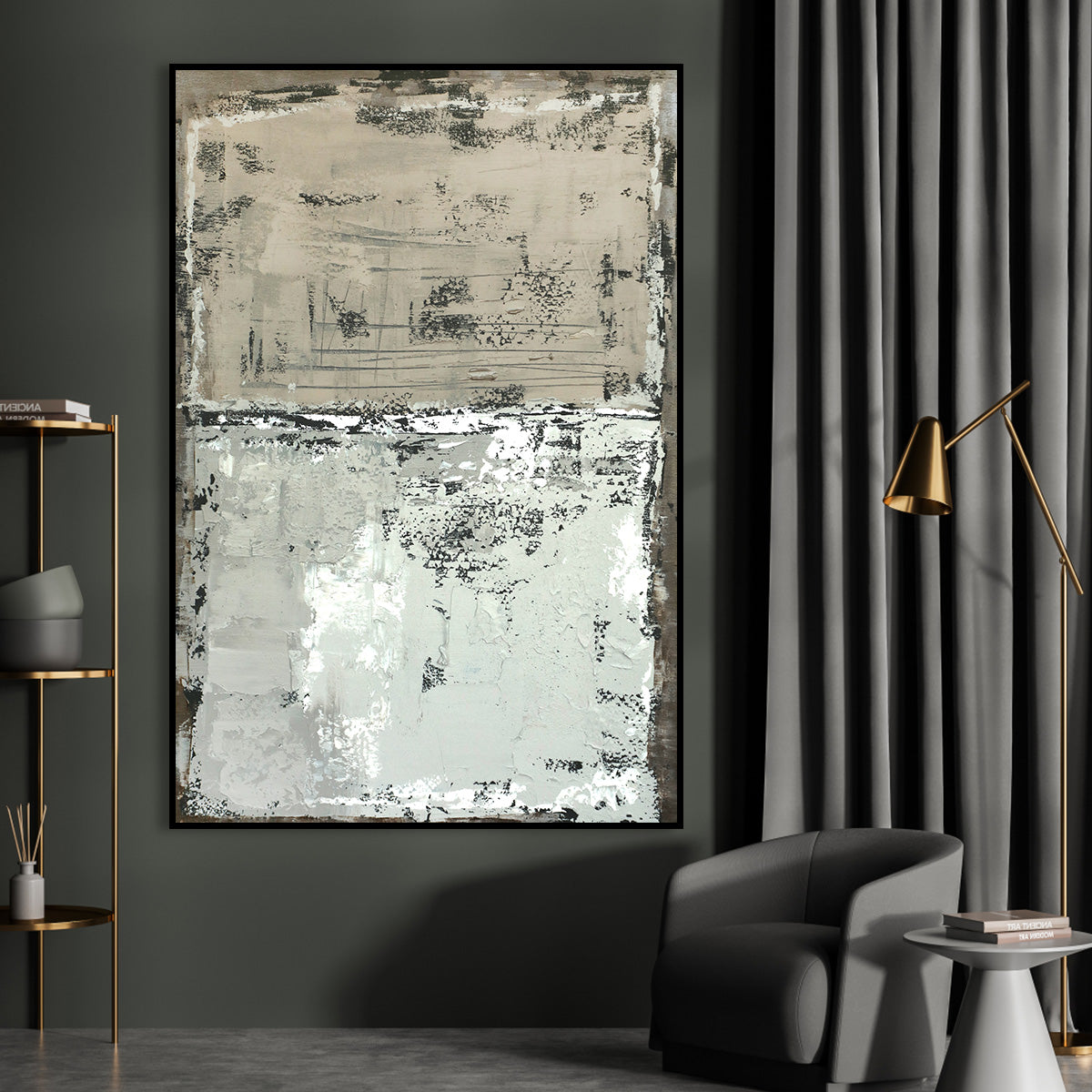 Contemporary Textured Abstract Oil Painting for Modern Home Decor
