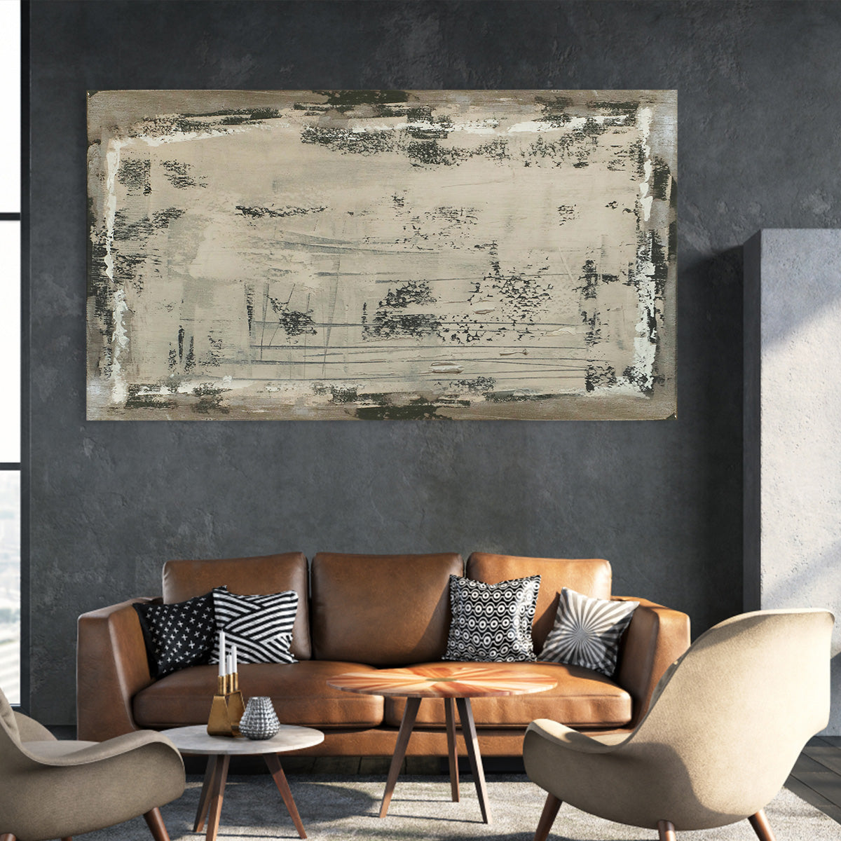 Chic Urban Abstract Oil Painting for Modern Home Decor