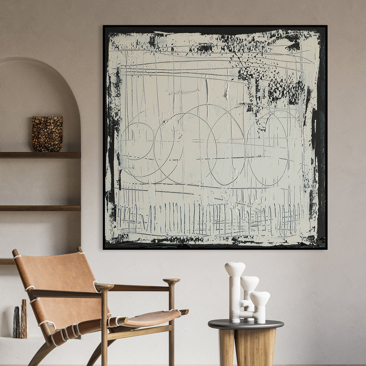 Contemporary Abstract Geometric Oil Painting for Modern Home Decor
